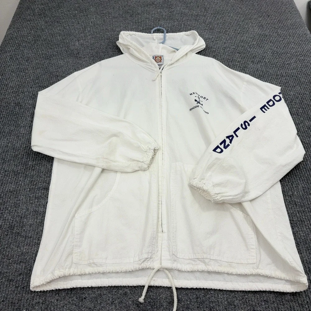 Vintage Yacht Club Jacket Mens XL White Cotton Newport Rhode Island Retro